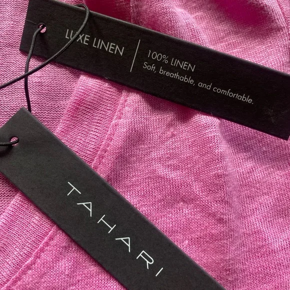 LUXE LINEN pink tee by TAHARI (some of the pic looks purple-ish but it's pink!) - Picture 8 of 8